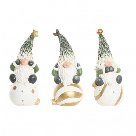 Christmas bauble Home ESPRIT White Green Golden Gnome 23 X 21,5 X 55 CM (3 Units)