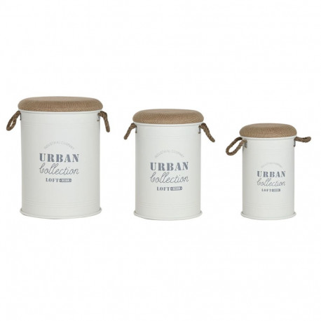 Decorative box Home ESPRIT White Polyurethane Metal Fibre Urban (3 Pieces)