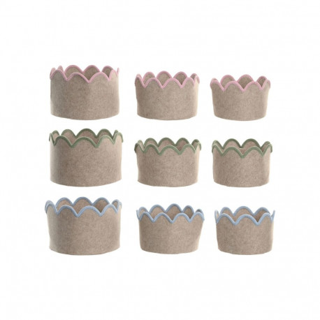 Basket set Home ESPRIT Blue Green Beige Pink Children's 30 x 30 x 20 cm (3 Pieces) (3 Units)