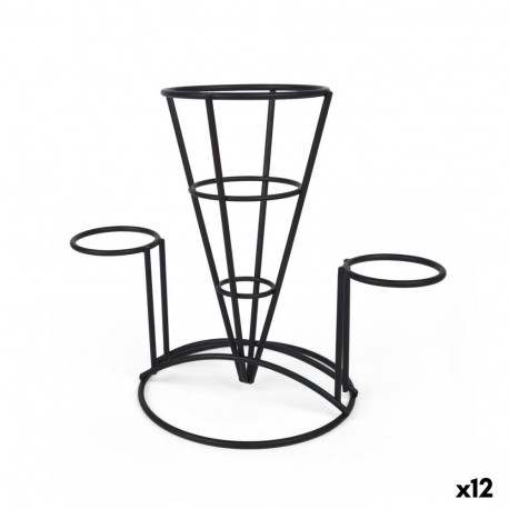 Basket for Presenting Aperitifs My Bar Black Iron 23 x 13 x 18,5 cm (12 Units)
