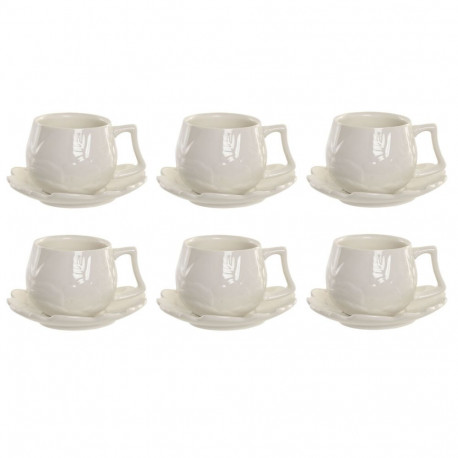 Set of 6 Cups with Plate Home ESPRIT White Porcelain 120 ml