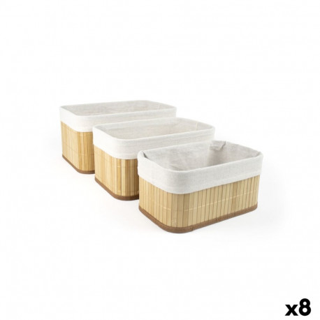 Basket set Confortime Brown Beige Bamboo 3 Pieces (8 Units)