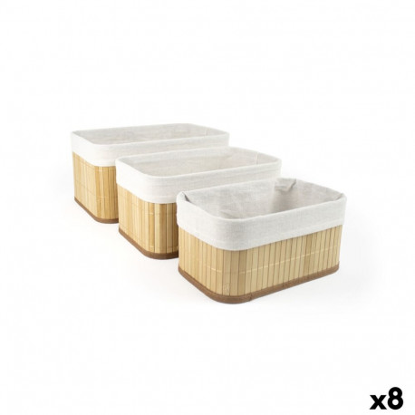 Basket set Confortime Brown Beige Bamboo 3 Pieces (8 Units)
