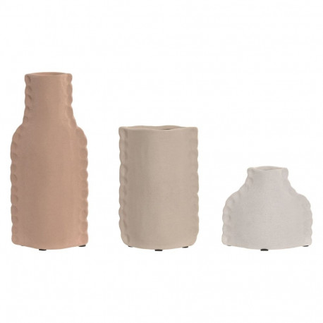 Set of 3 Vases Home ESPRIT Multicolour Stoneware 10 x 7 x 24 cm (3 Pieces)