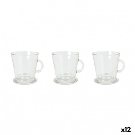 Piece Coffee Cup Set La Mediterránea Arlet Transparent Glass 3 Pieces (12 Units)