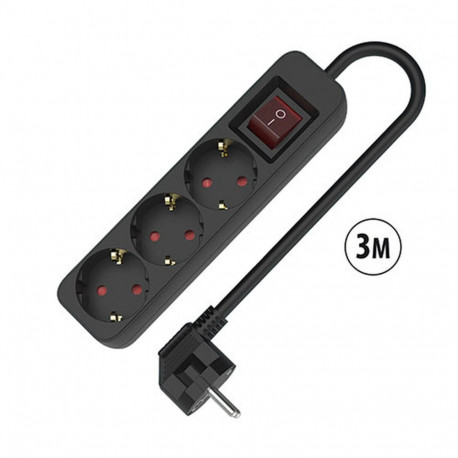 3-pesaga pistik toitelülitiga TM Electron TMUAD533SBK Must 3680 W 250 V (3 m)