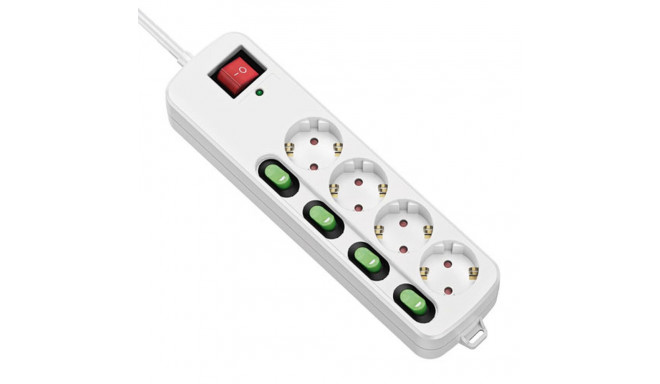 4-socket plugboard without power switch TM Electron TMUAD554 White 3680 W (1,5 m)