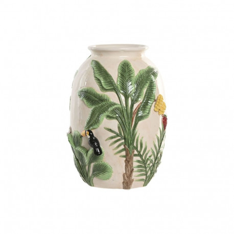 Vaas Home ESPRIT Roheline Beež Keraamiline Linnud Troopiline 26 x 26 x 33 cm