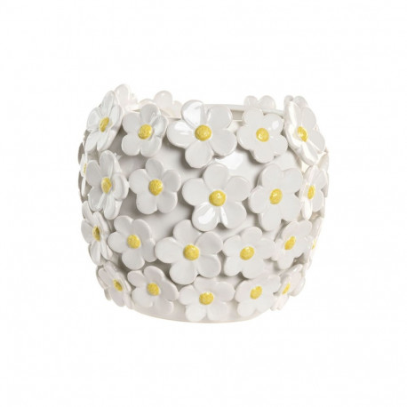 Vaas Home ESPRIT Kollane Valge Keraamiline Shabby Chic 21 x 21 x 18 cm