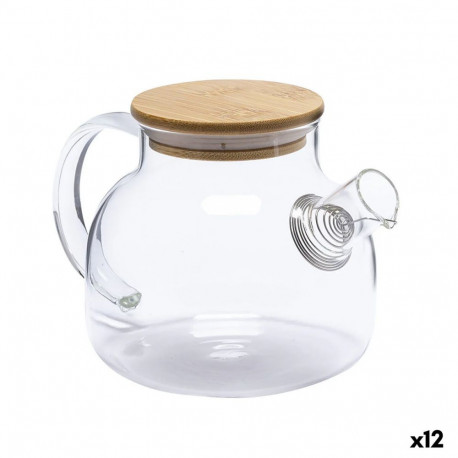 Teapot La Mediterránea Brown Transparent Bamboo Borosilicate Glass 1 L (12 Units)
