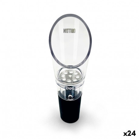 Pouring Stopper Quttin Black Transparent Plastic 9,3 X 3,2 CM (24 Units)
