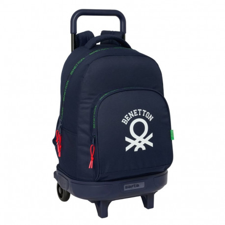 Ratastega koolikott Benetton Together Meresinine 33 x 45 x 22 cm