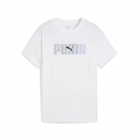 Child's Short Sleeve T-Shirt Puma Essentials Logo Lab B White - 7-8 Years