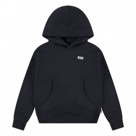 Hooded Sweatshirt for Girls Levi's Batwing Patch Hoodie Black - 14 Years