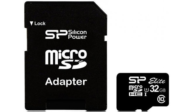 Silicon Power atmiņas karte microSDHC 32GB Elite + adapteris