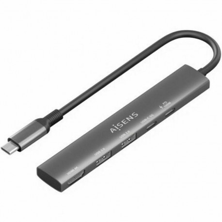 USB-jaotur Aisens USB-C DOCK 5 EN 1 GRIS Hall 100 W