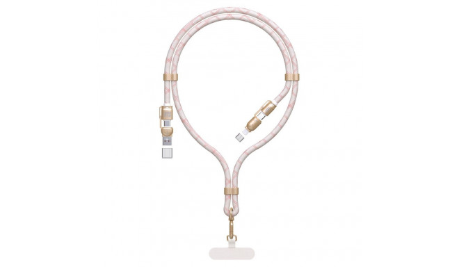 Dudao Dudao L20MAX 4in1 Cable / Lanyard USB-A / USB-C / Lightning PD QC 65W 1.5m - Pink