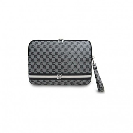 DKNY DKNY Sleeve Checkered Pattern Printed Stripes 16" Laptop Case - Black