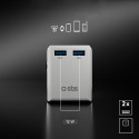 SBS universal travel adapter - EU 2xUSB-A - white