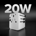 SBS Travel Adapter 2xUSB-C 1xUSB-A Universal - White