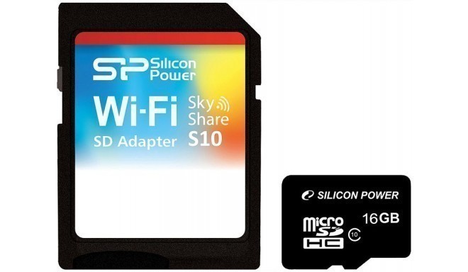 Silicon Power memory card microSDHC 16GB + adapter Sky Share S10