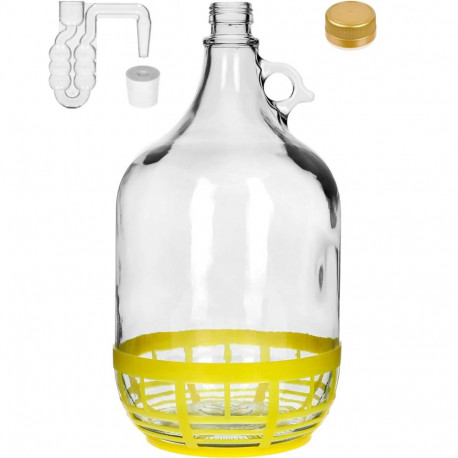 Browin 640416 5L Lady demijohn with basket, screw cap, stopper and horizontal airlock, polypropylene