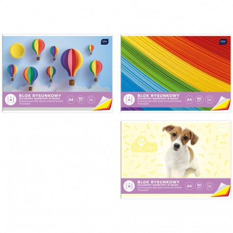 Värviline paber mix Interdruk A4 80g/m2 20 lehte plokis Interdruk