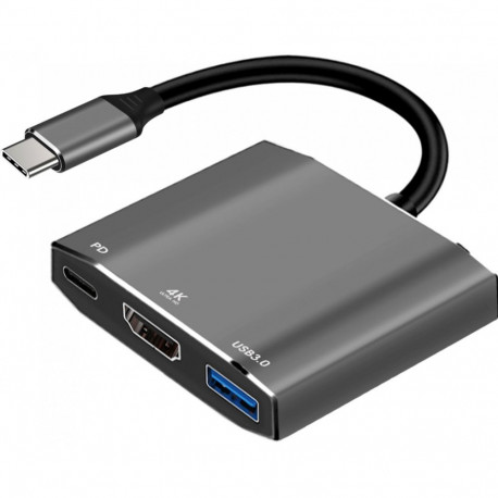 Adapter HUB 3in1 USB C ART OEM-C17 silver