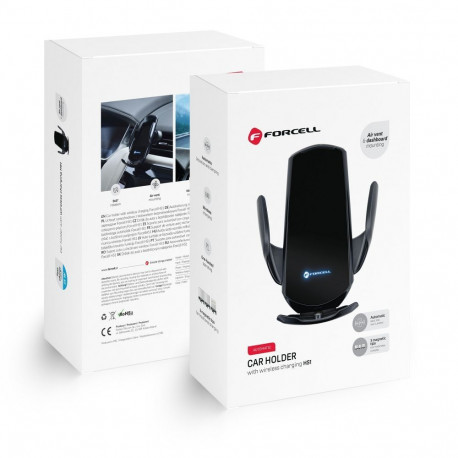 Wireless car phone holder automatic Forcell F-Grip HS1 Qi 15W windshield / air vent black