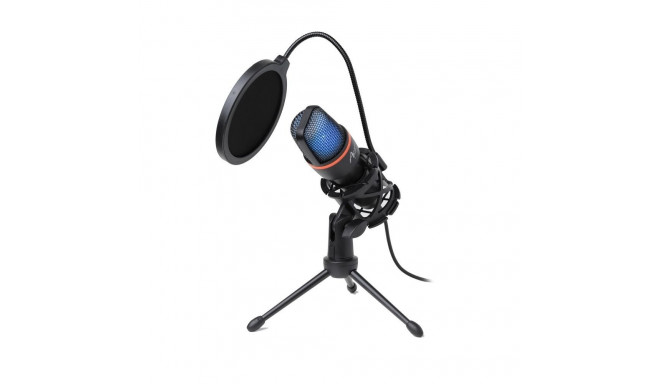 Condenser Microphone Art with membrane, standing, illuminated tripod AC-02 black