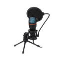 Condenser Microphone Art with membrane, standing, illuminated tripod AC-02 black