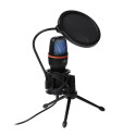 Condenser Microphone Art with membrane, standing, illuminated tripod AC-02 black