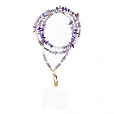 STONE Phone lanyard, Phone pendant / cord length 82cm (41cm in the loop) / on neck - purple