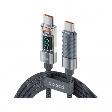 Toocki USB-C kaabel 100W PD must, 2m, ekraaniga