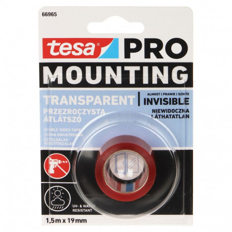 Kahepoolne paigaldusteip MOUNTING-PRO/TRANSPARENT/1.5X19 TESA