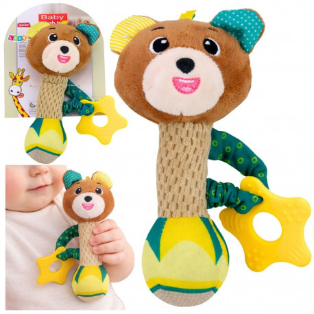 plüüsist kõrin karu närimisrõnga ja piiksuga imikutele