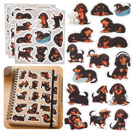 Komplekt taksikoera kleebised kaunistamiseks erinevad motiivid 54 tk