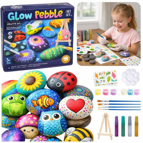 DIY loominguline komplekt helenduvate kivide maalimiseks lastele