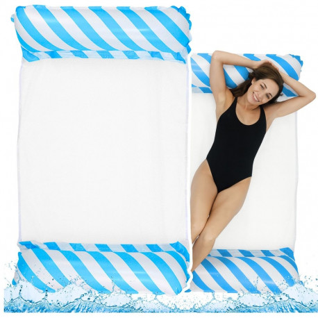 valge-sinine täispuhutav veehammak materjalist lamamistool 120x70cm