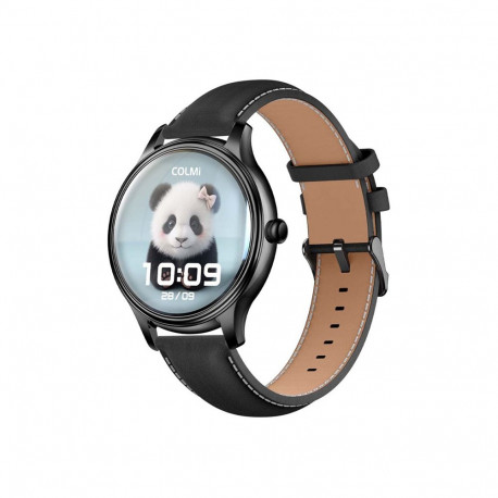COLMI L28 Smart Watch (black silicone + black leather strap)