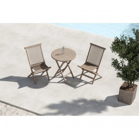 Aiamööbli komplekt KENYA laud ja 2 tooli, valge puit