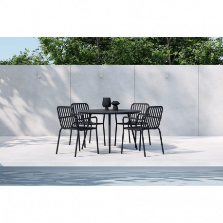 Aiamööbli komplekt SAN VITO toolidega PEKING 5-osaline, must