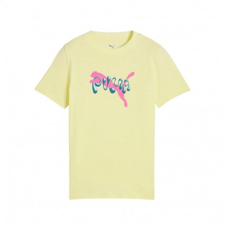Child's Short Sleeve T-Shirt Puma Tweenerverse Graphic Yellow - 11-12 Years