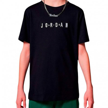 Laste Lühikeste varrukatega T-särk Jordan Mj Wordmark Emb Crew Must - 3-4 aastat