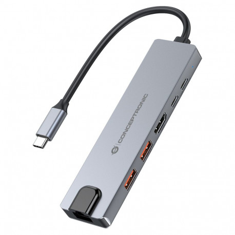 "CONCEPTRONIC 6-1 Dock USB-C->HDMI/2xUSB-A/USB-C/+ 25cm si"