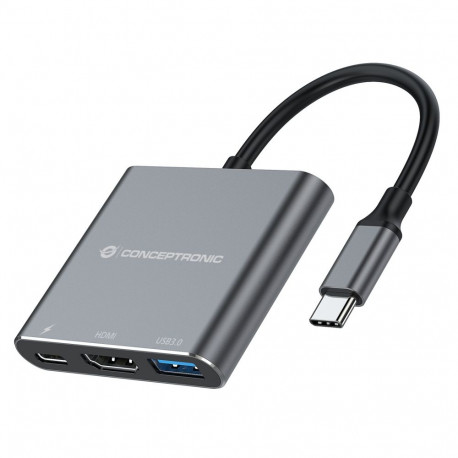 "CONCEPTRONIC 3-1 Dock USB-C->HDMI/USB-A/100WPD 25cm gr"