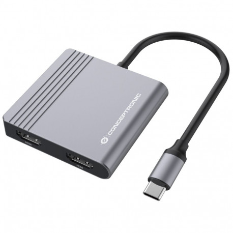 "CONCEPTRONIC 4-1 Dock USB-C->2xHDMI/USB-A/100WPD 25cm gr"