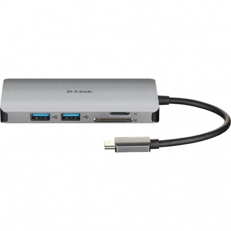 "USB-C HUB 8Port D-Link DUB-M810 3xUSB3.0 USB-C HDMI 4K SD microSD Gigabit Lan RJ45 passiv Grey"