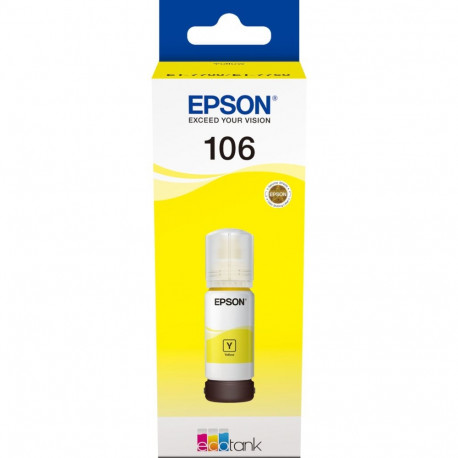 "Epson Tinte 1LB 106 EcoTank Yellow ink bottle"