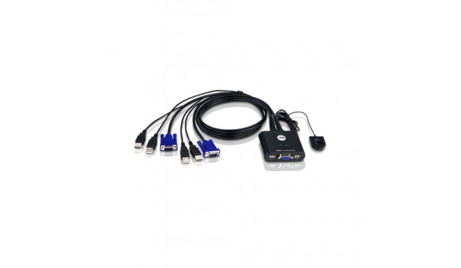 Aten 2-Port USB VGA Cable KVM Switch with Remote Port Selector